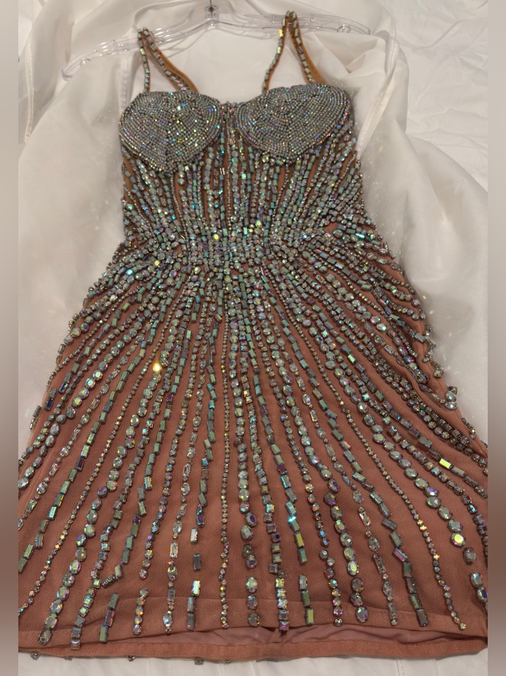 Portia & Scarlett Heart Neckline Embellished Mini Dress - Picture 8 of 11